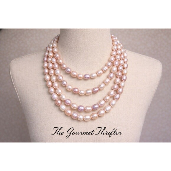 NEW Pink Purple Freshwater Pearl Necklace 32” Long NWT - Picture 2 of 14